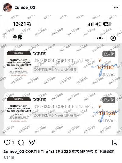 CORTIS 年末MP 訓玹鎬 非現 圖二下單憑證