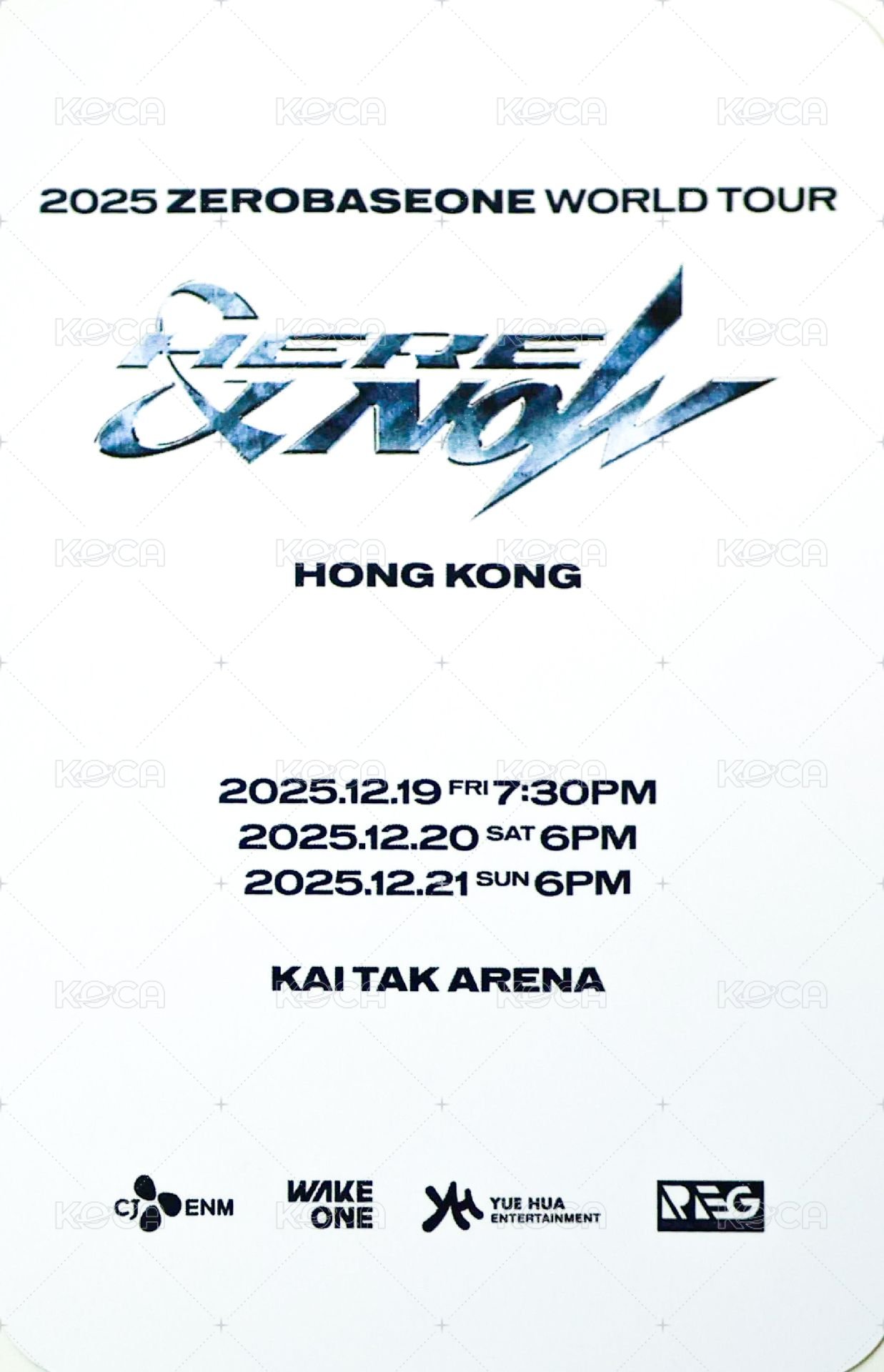 二巡H＆N 香港  入場卡 / 場限卡 D3 背面