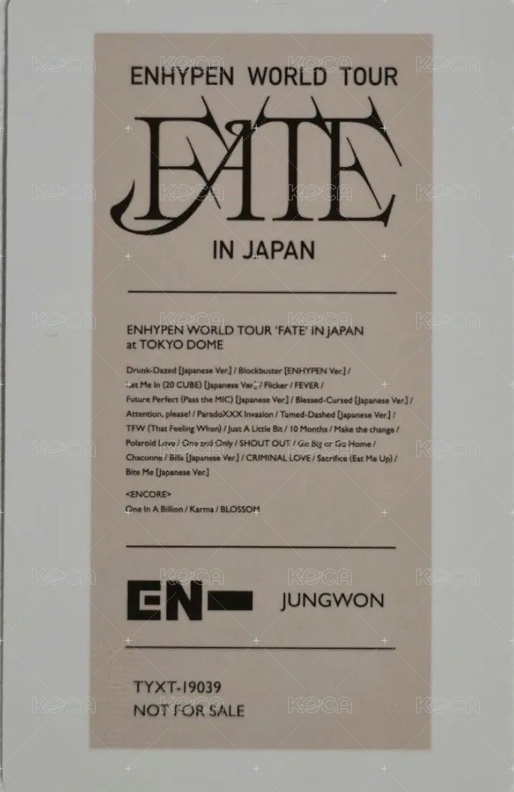 FATE世巡 IN JAPAN 演唱會 DVD / CD 卡  背面