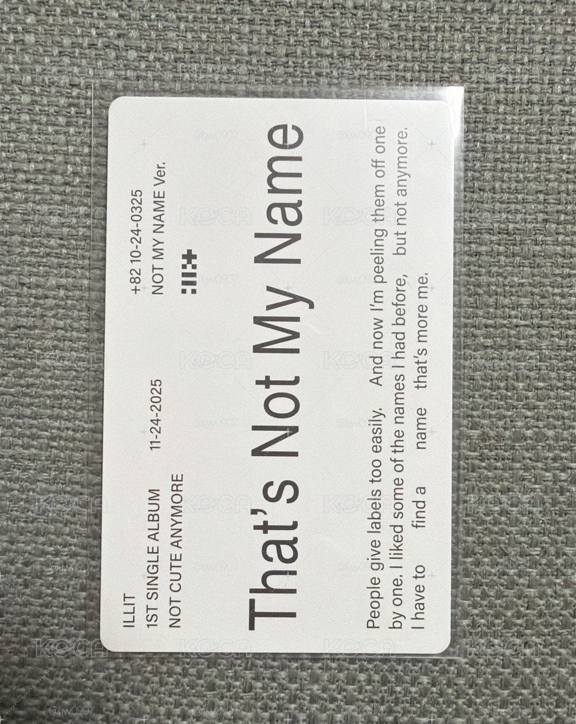 NOT CUTE ANYMORE 專輯卡 NOT MY NAME B ver.(Minju)