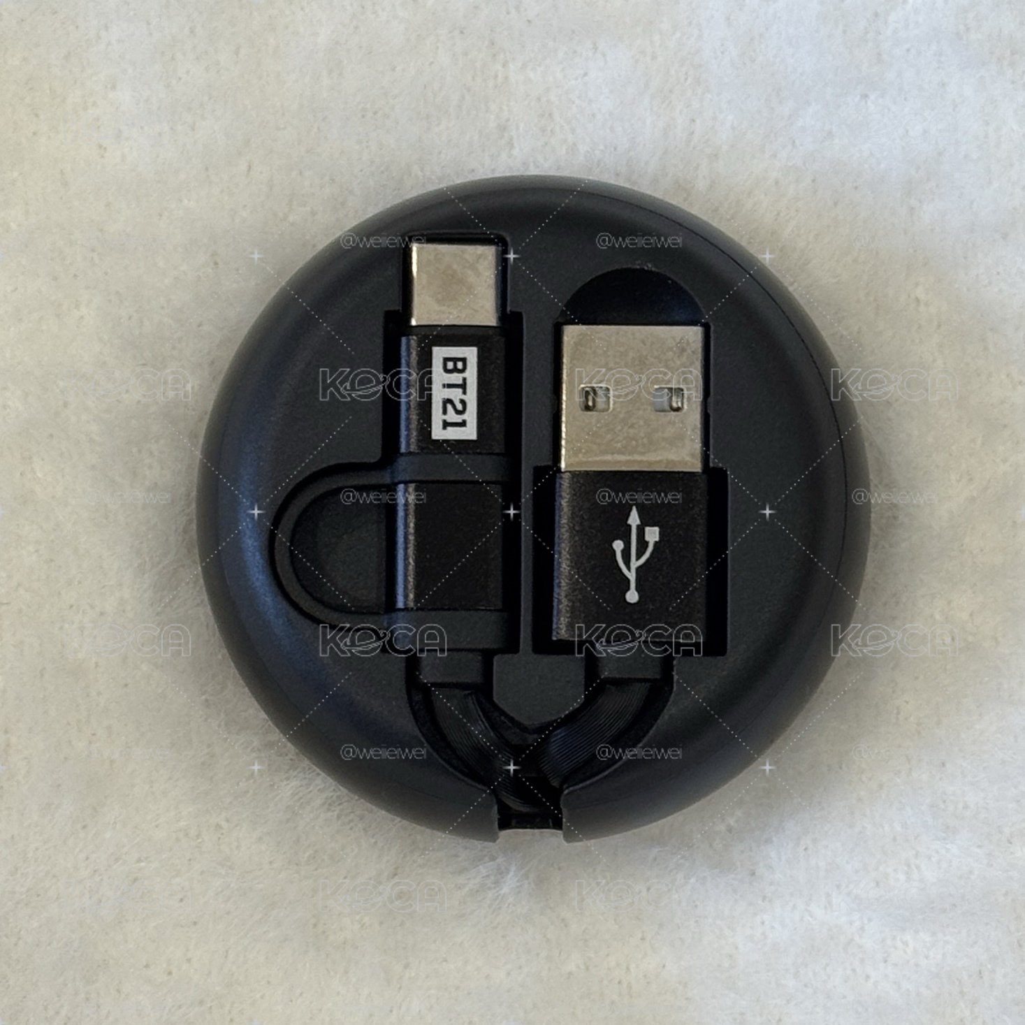 BTS BT21 Shooky 捲線器式 充電線 傳輸線