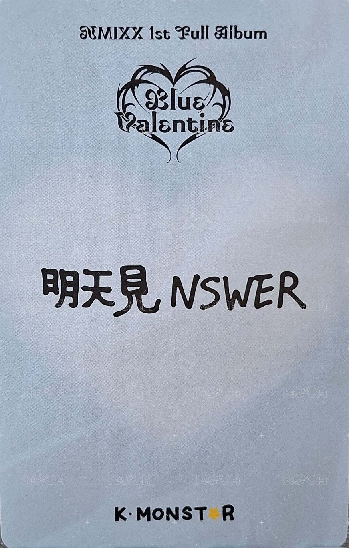 正規一 km 簽售卡 秘密告白小紙條 背面