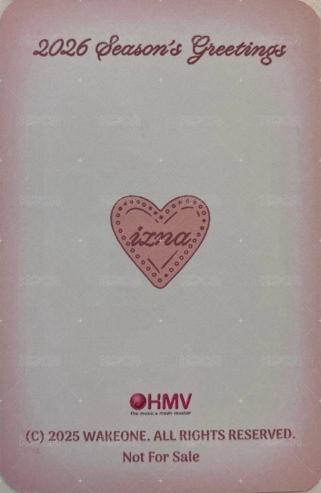 26’年曆 hmv 特典卡  背面