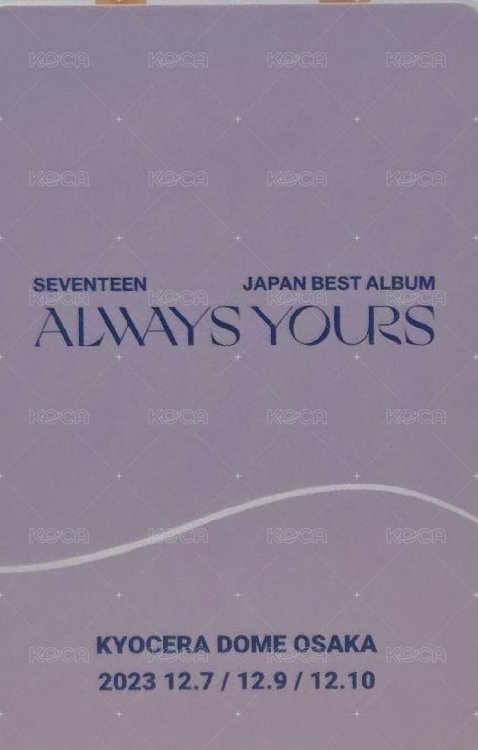 always yours 日咖 大阪 入場卡 / 場限卡  背面
