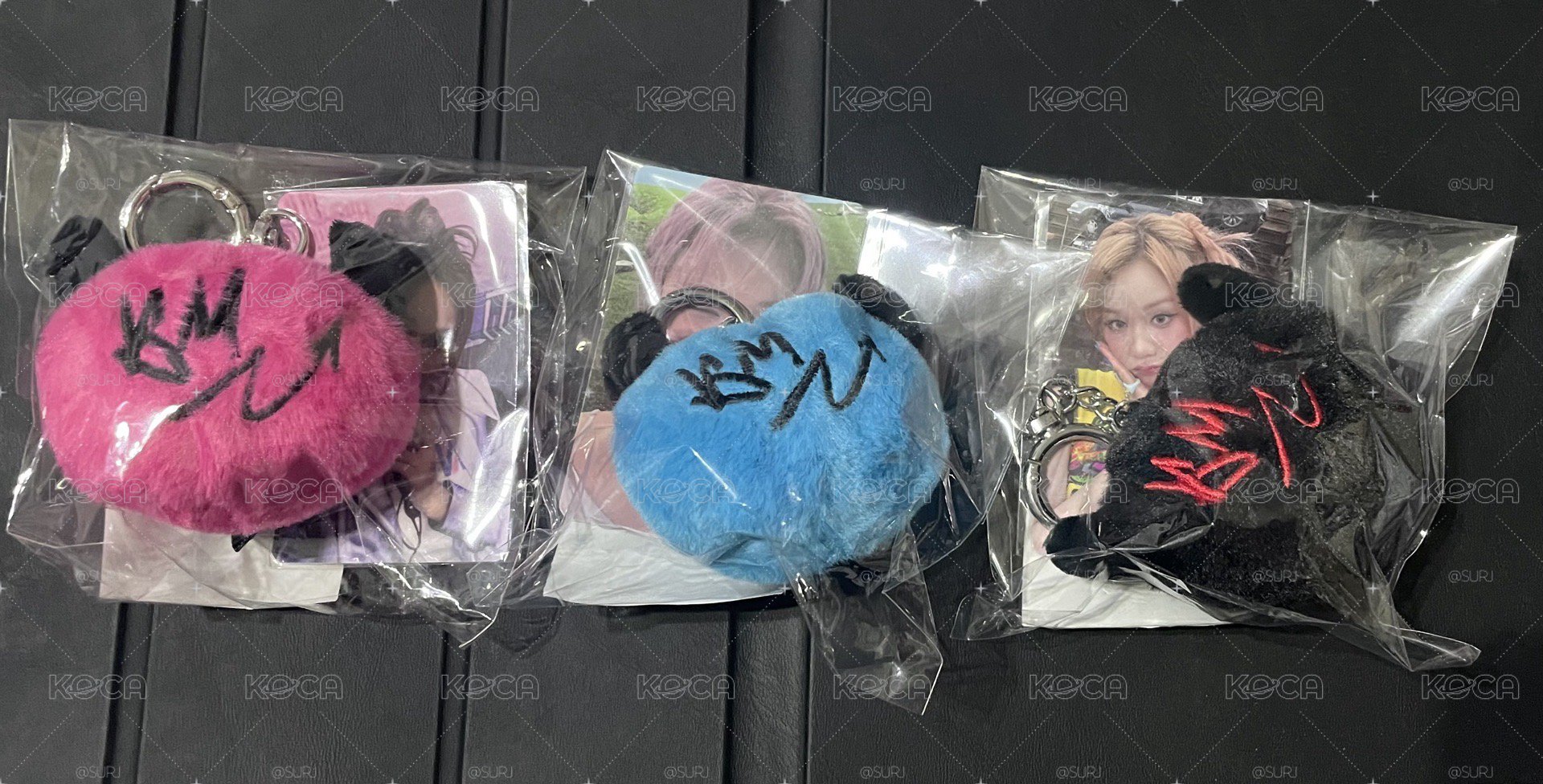 周邊整套 毛絨球吊飾 藍➕黑➕粉球 PHARITA  塔
