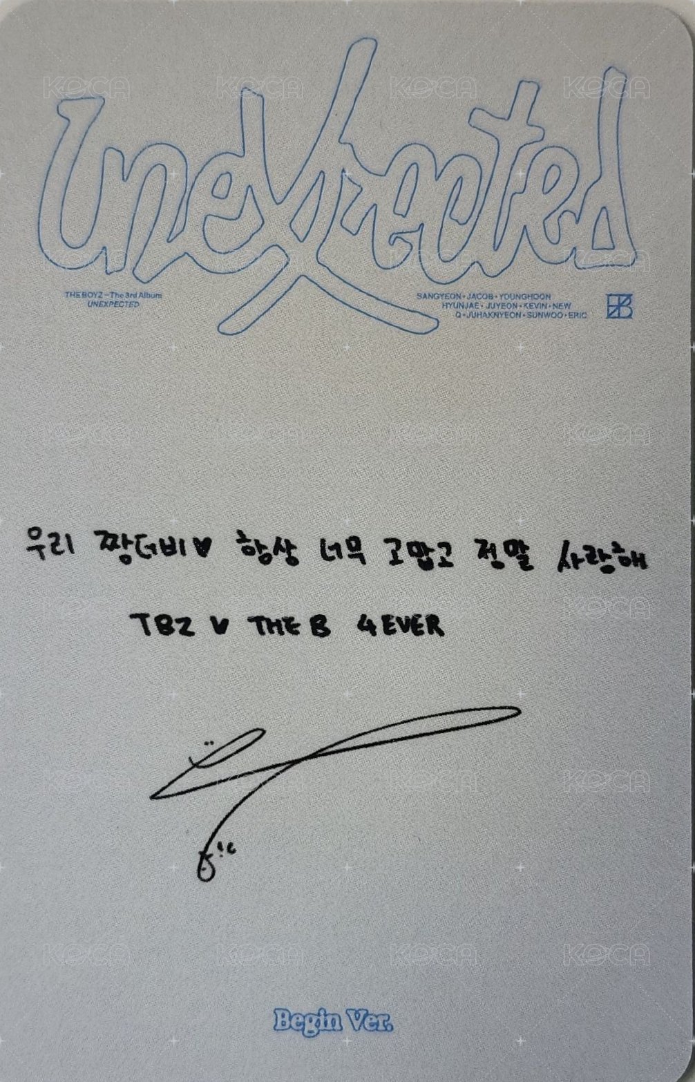 Unexpected 專輯卡 Begin Ver. 背面