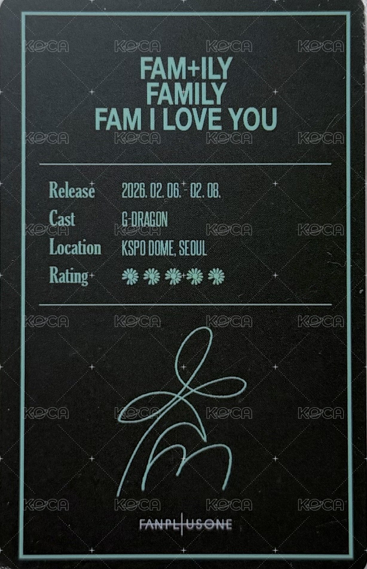 2026 ‘FAM’ MEETING FAM ZONE 入場卡 / 場限卡  背面