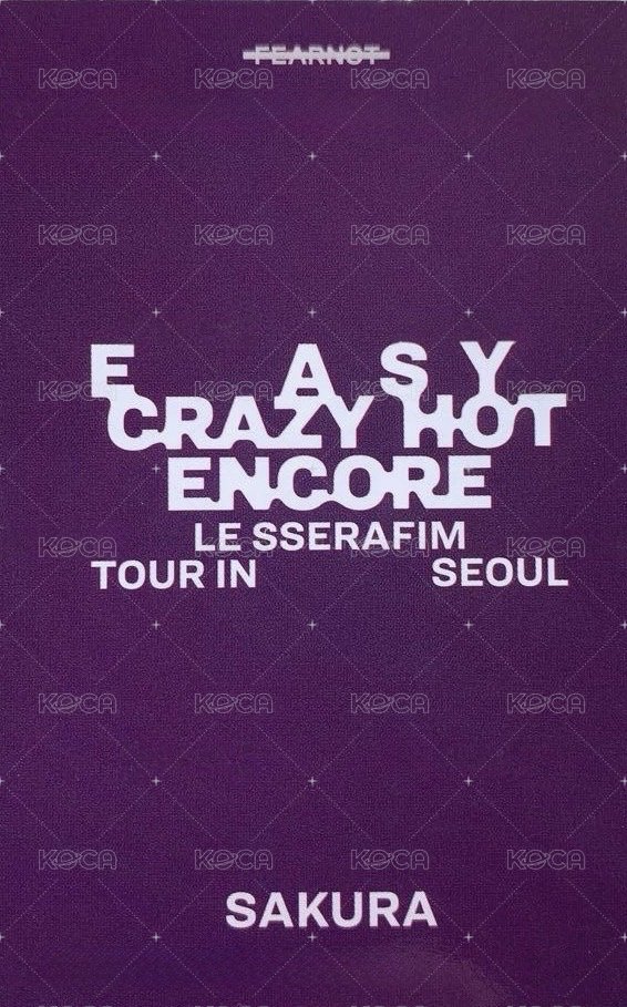 25‘巡迴 首爾安可 入場卡 / 場限卡 首爾zone 背面