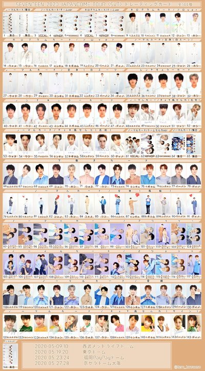 SEVENTEEN 2020 JAPAN DOME TOUR SVT 日本蛋巡隨機卡包日卡 整套144張