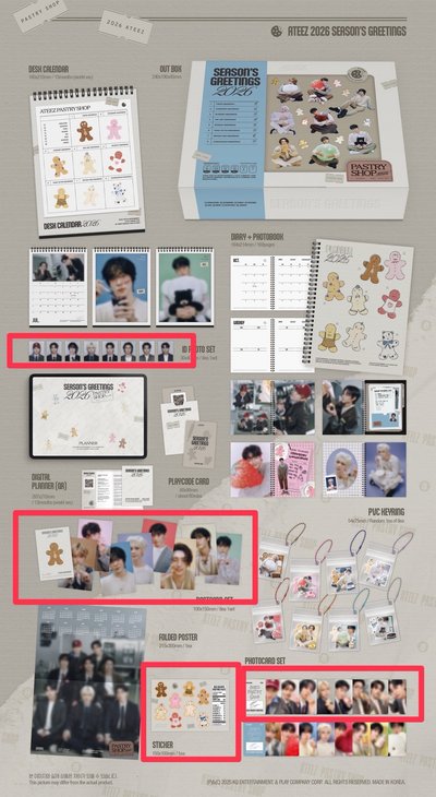 拆2026年曆 個人set（含證件照、明信片、貼紙、小卡