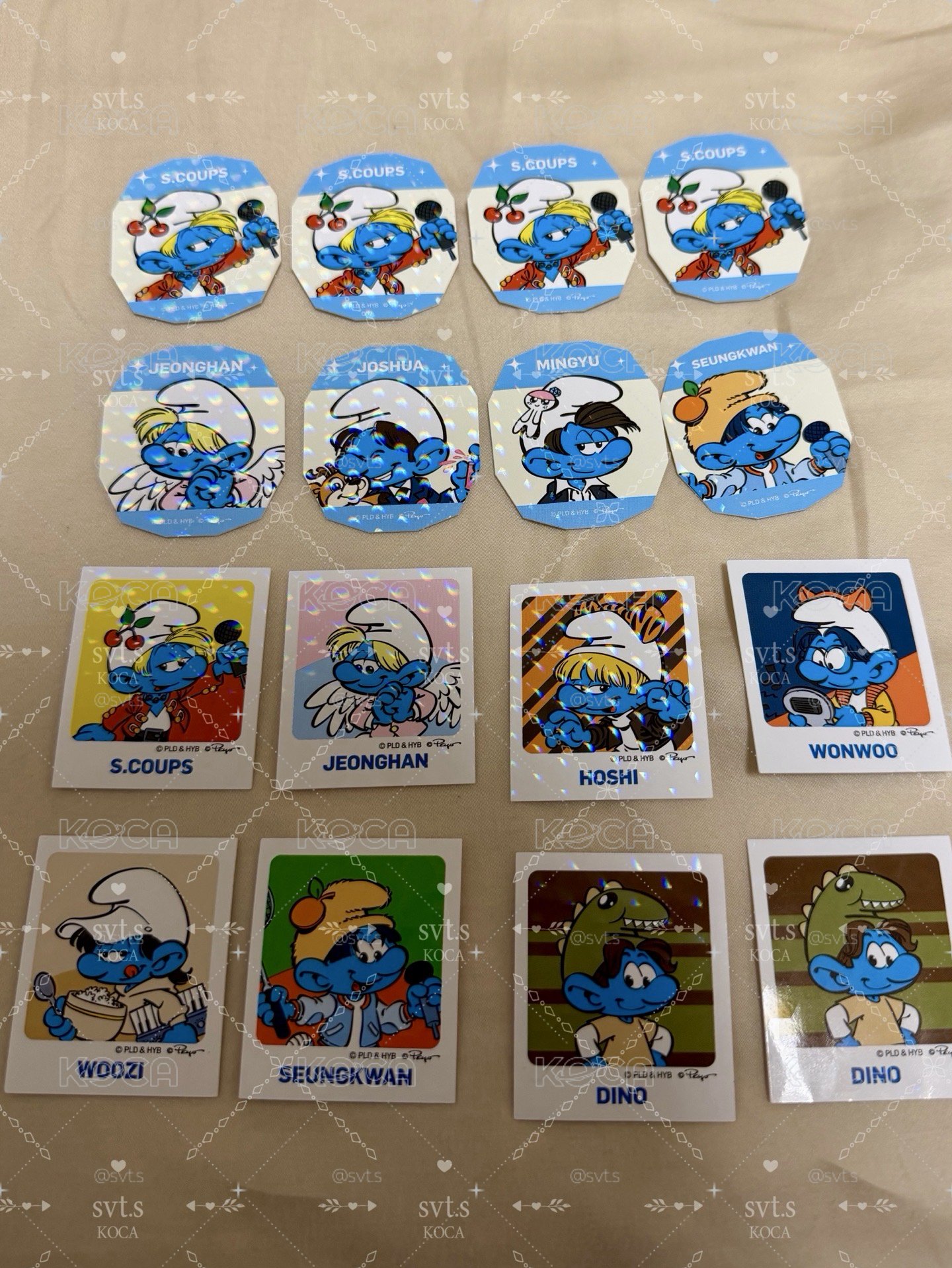 有購買賣場其他任1樣商品，可任選1張有庫存的貼紙贈送。7-11 藍色小精靈貼紙｜哲 勳 燦 