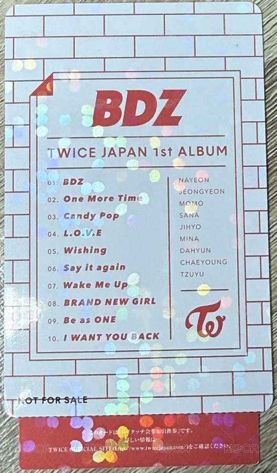 JP正規一 專輯卡  背面