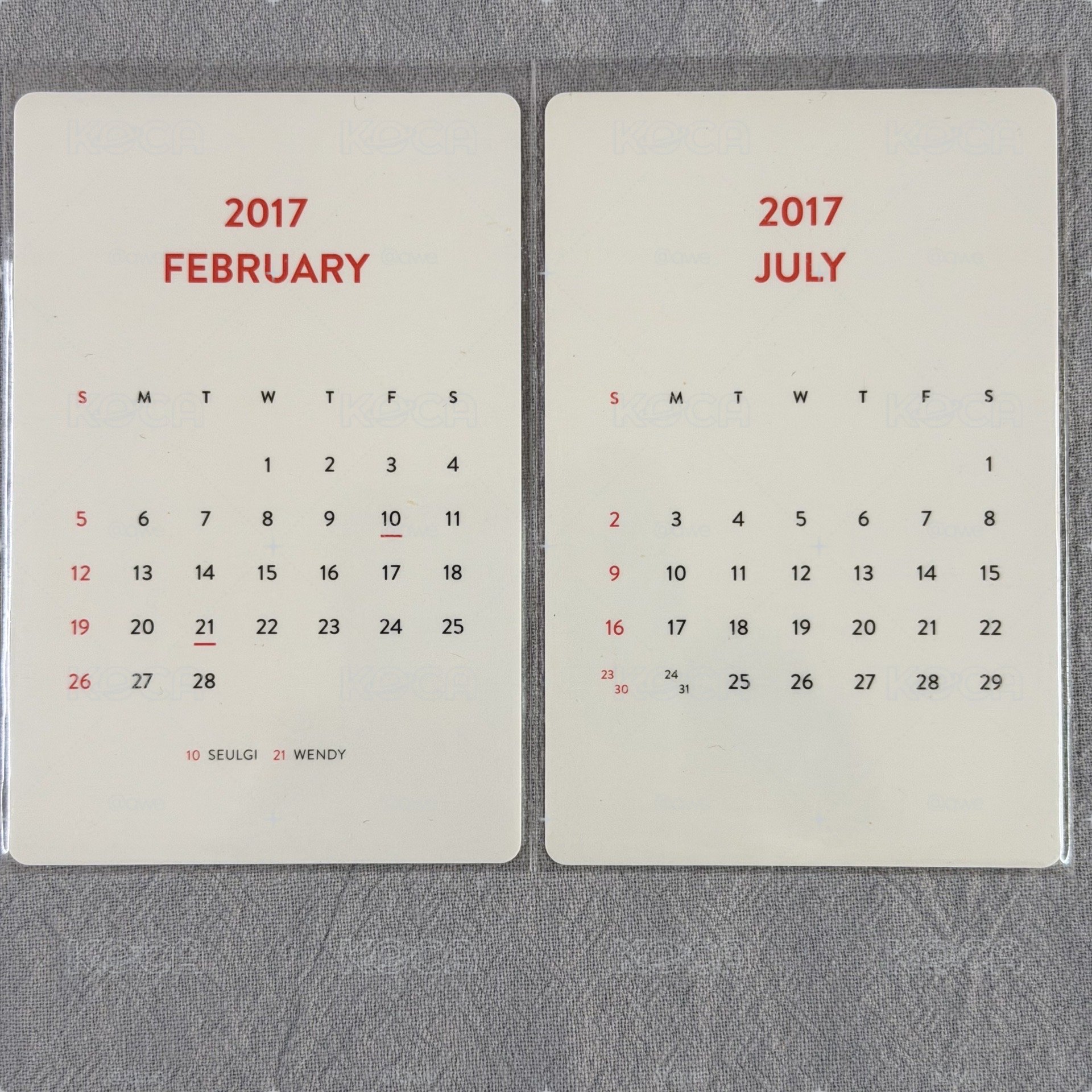 Red velvet 2017 瑟琪 年曆小卡