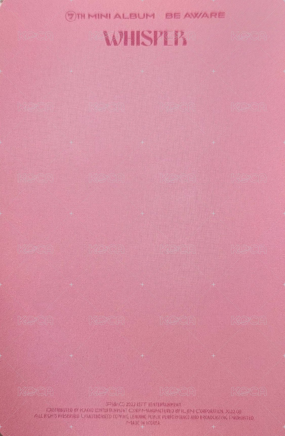 BE AWARE 專輯卡 Desire ver. 背面