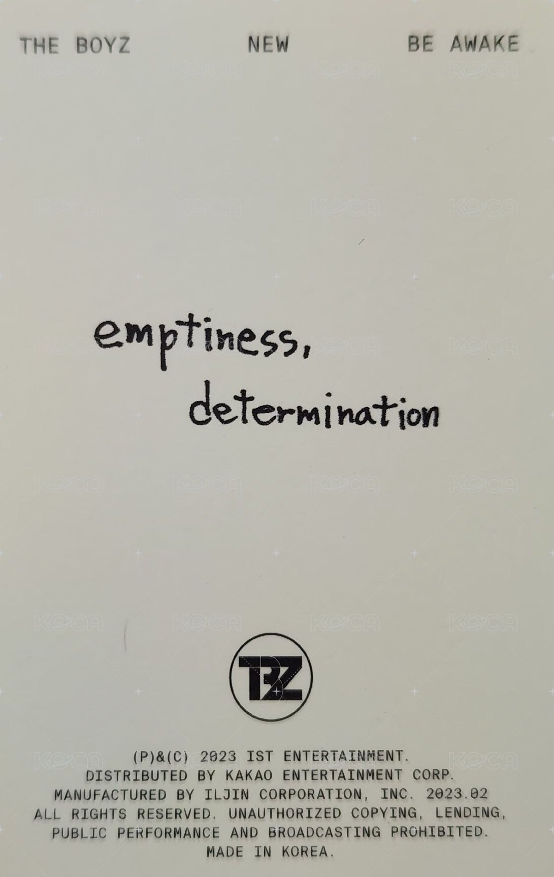 BE AWAKE 專輯卡 Reason ver. 背面