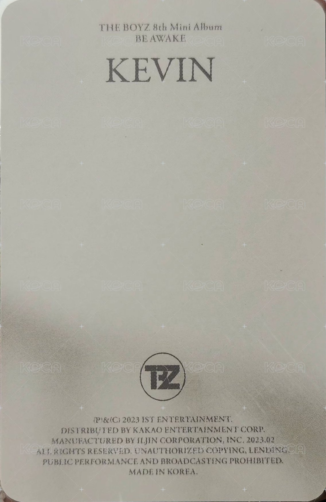 BE AWAKE 專輯卡 Realize ver. 背面