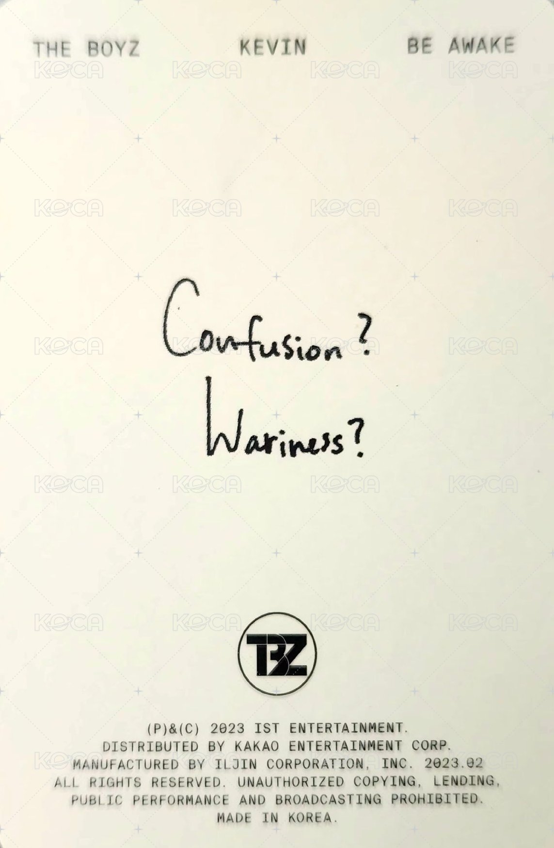 BE AWAKE 專輯卡 Reason ver. 背面