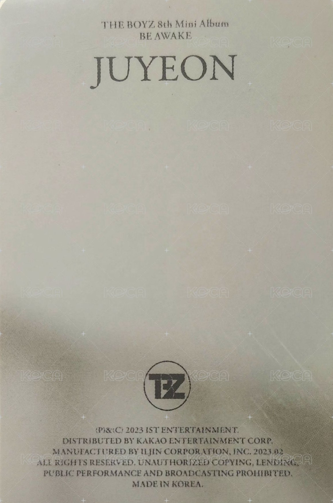 BE AWAKE 專輯卡 Realize ver. 背面