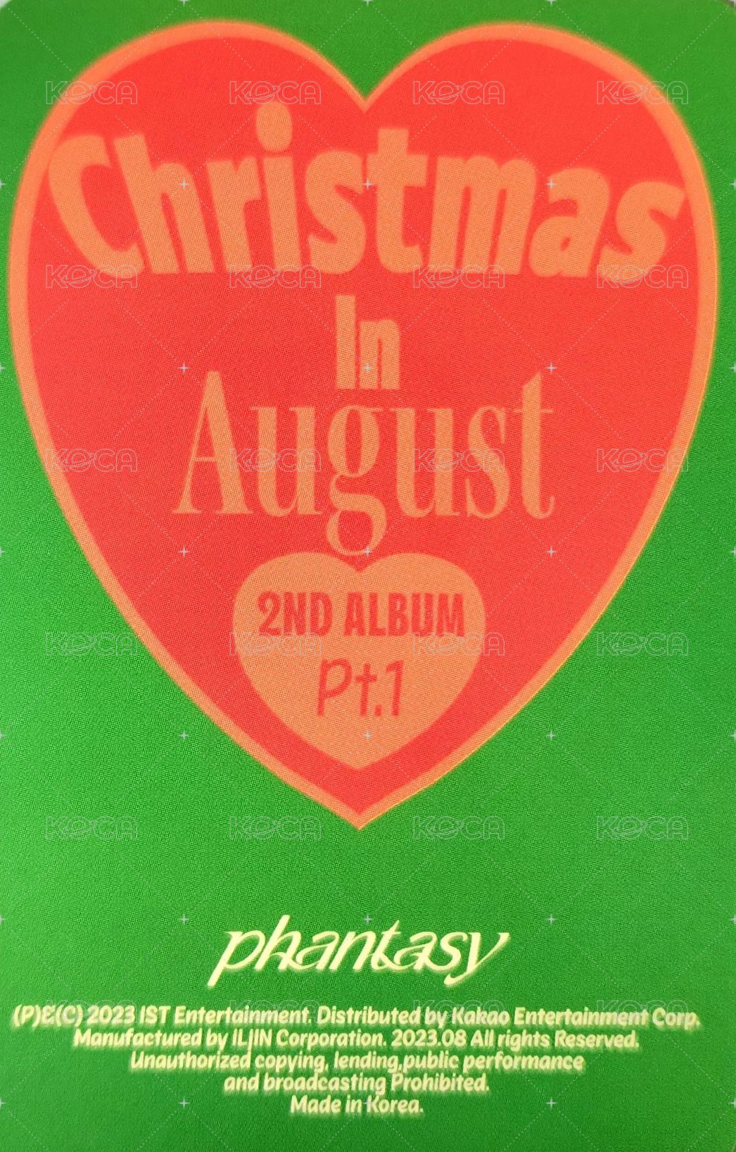 PHANTASY Pt.1 Christmas In August 專輯卡 Holiday ver. 背面