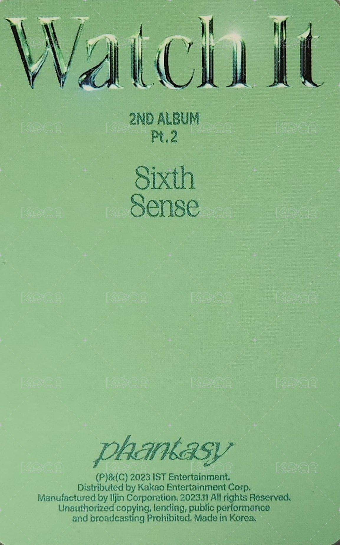 PHANTASY Pt.2 Sixth Sense 專輯卡 Warn ver. 背面