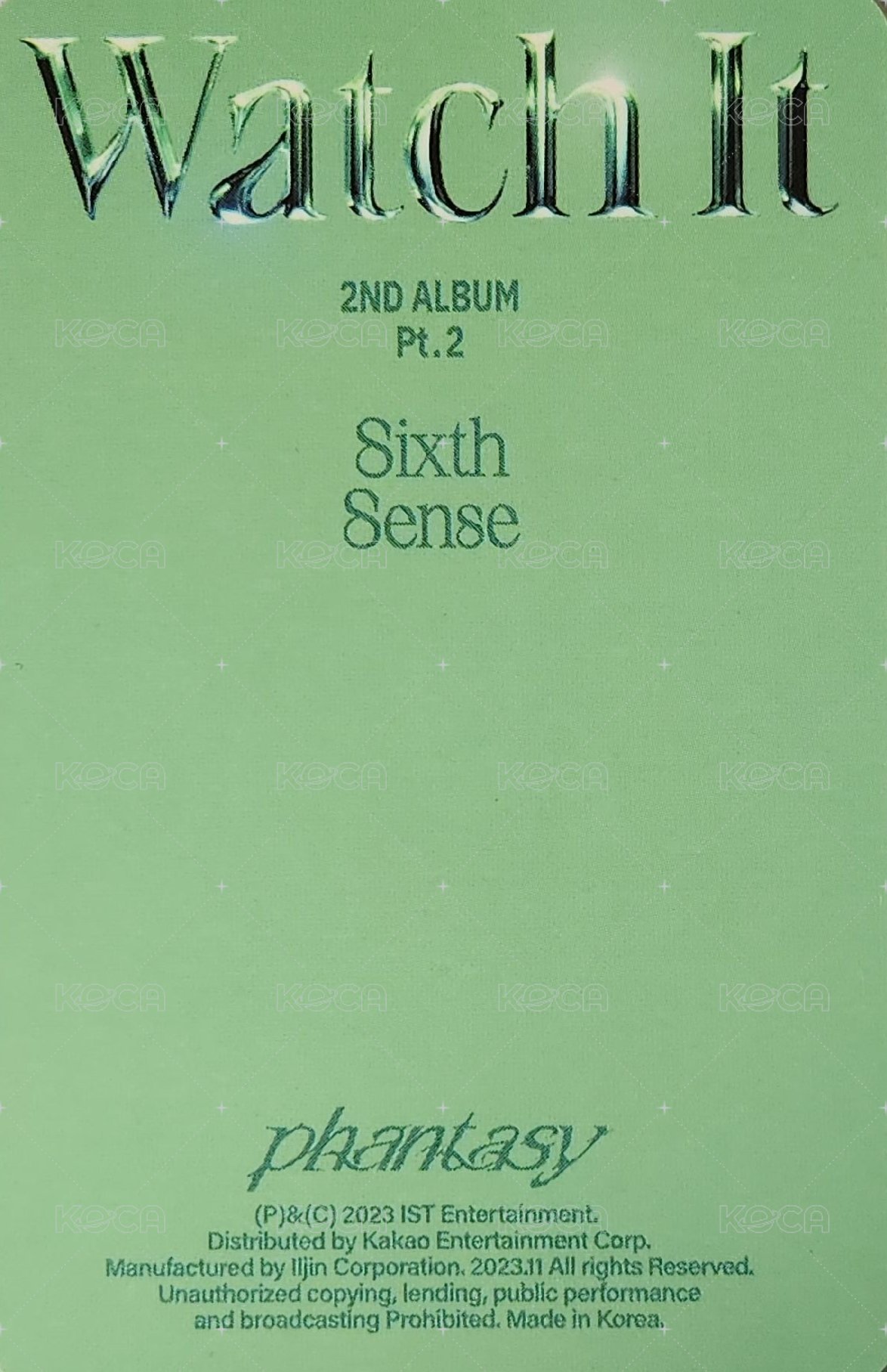 PHANTASY Pt.2 Sixth Sense 專輯卡 Warn ver. 背面