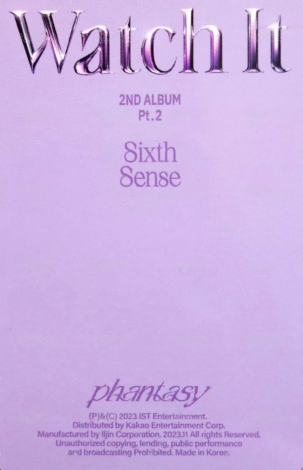 PHANTASY Pt.2 Sixth Sense 專輯卡 FAKE ver. 背面