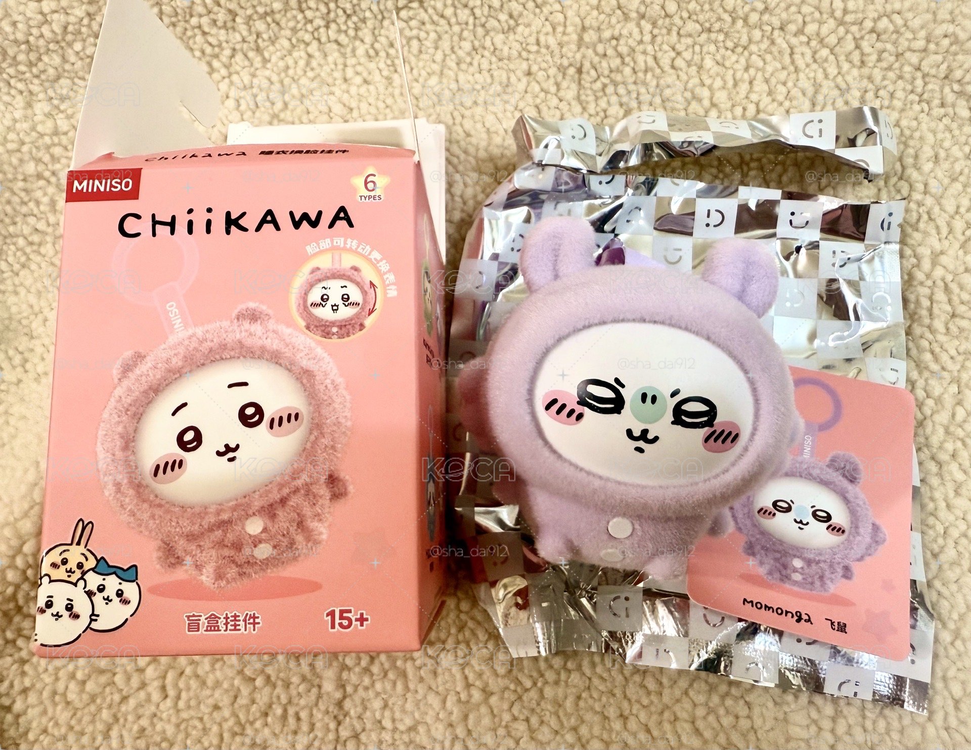 [吉伊卡哇] 小桃 MINISO 睡衣派對 變臉吊飾