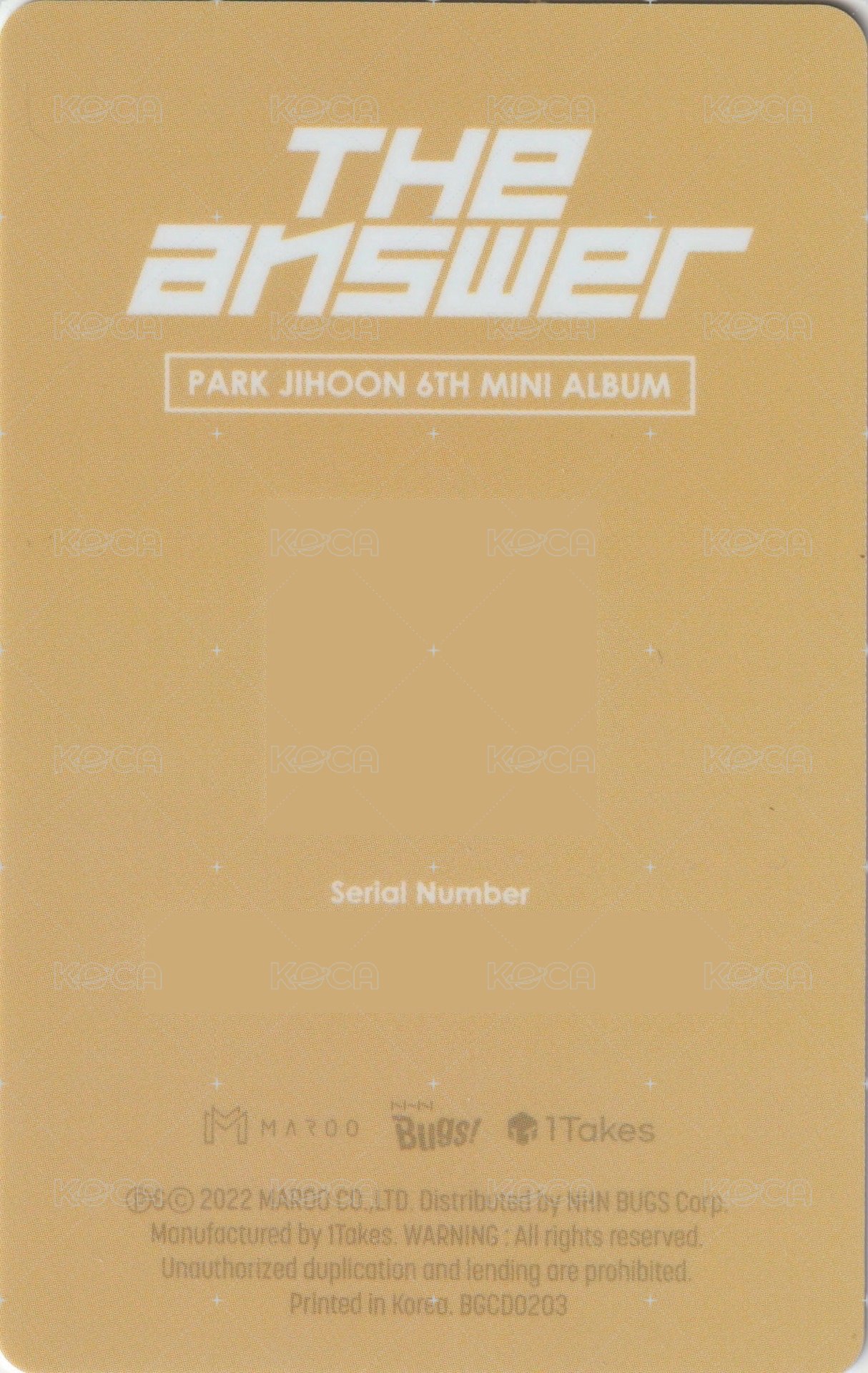 6th MINI 專輯卡 (QR TYPE) 背面