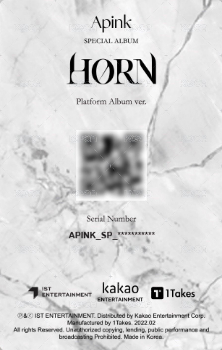 HORN 電子專 專輯卡 QR code 背面