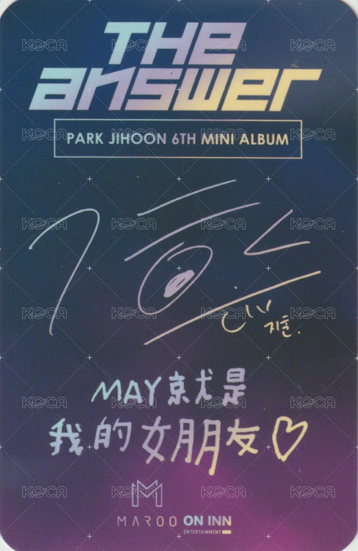 6th MINI ONINN ASIA 簽售卡  背面