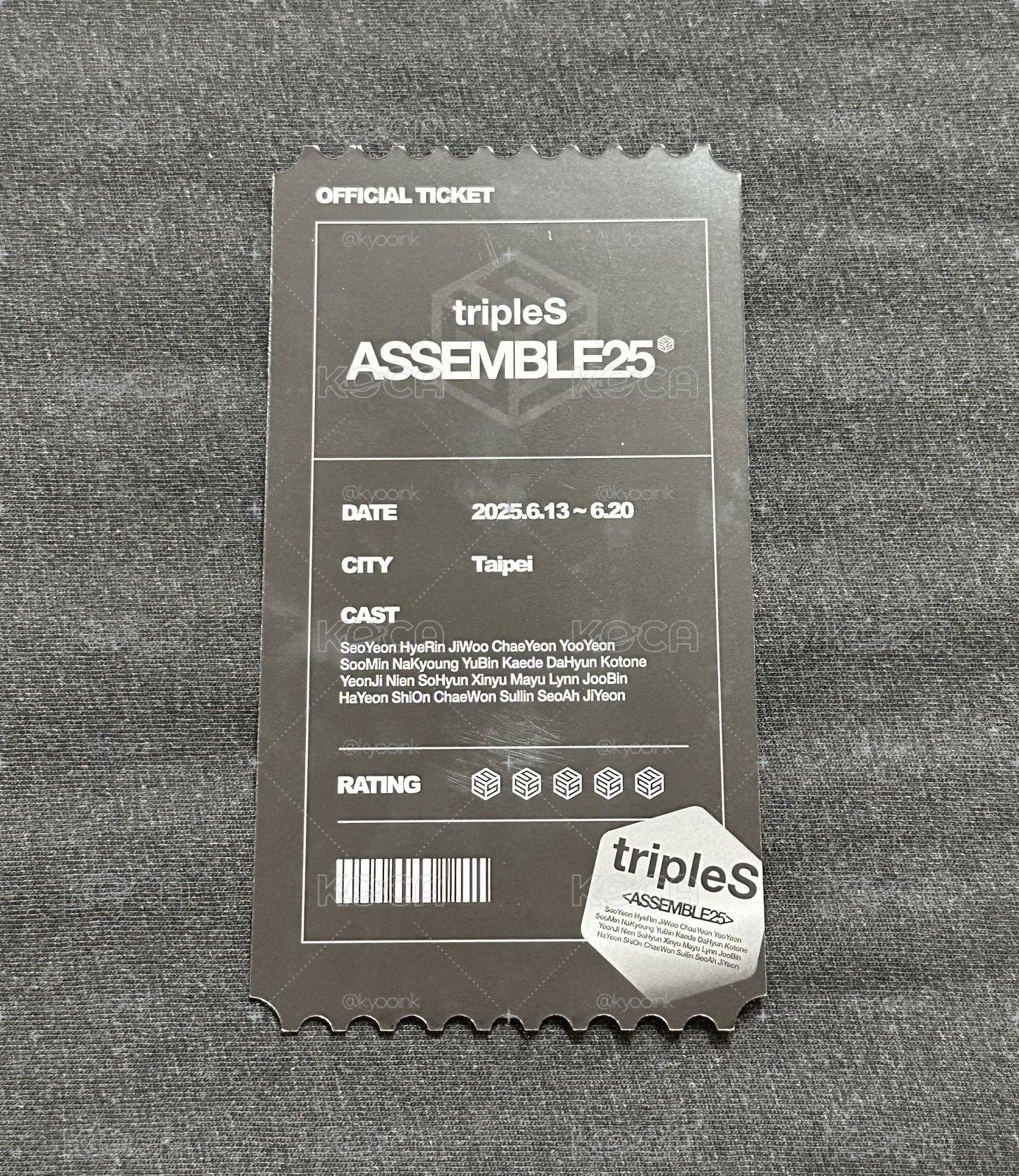 ASSEMBLE25 台北快閃店 入場票卡