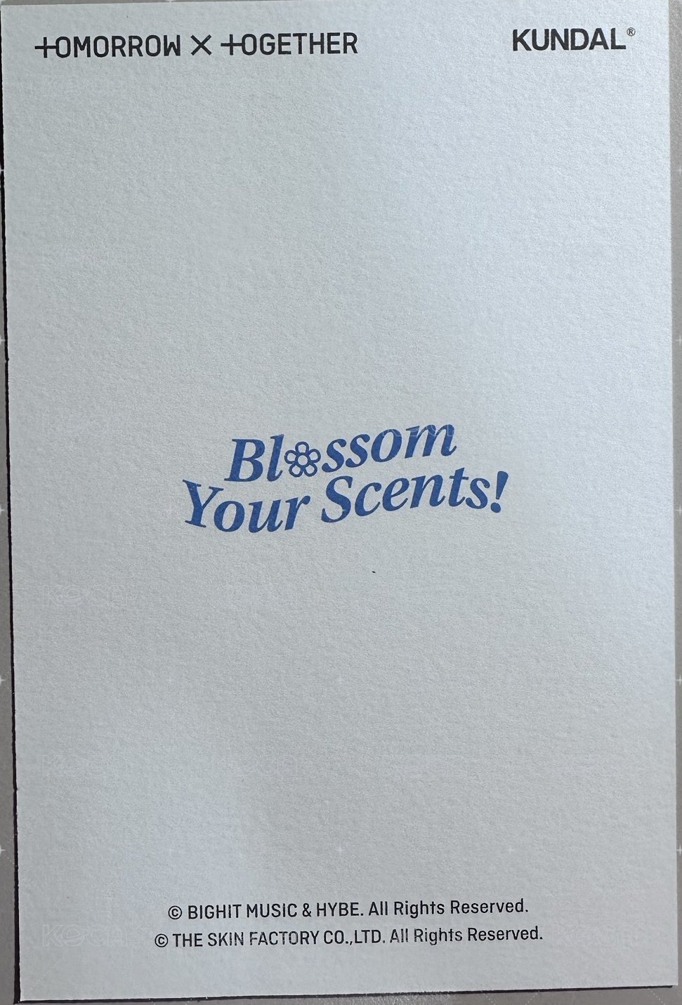 KUNDAL Blossom Your Scents! 代言卡  背面