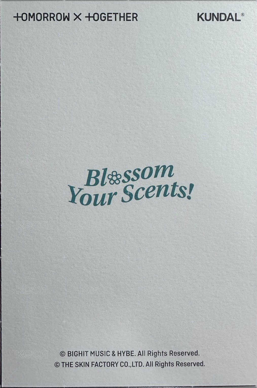 KUNDAL Blossom Your Scents! 代言卡  背面