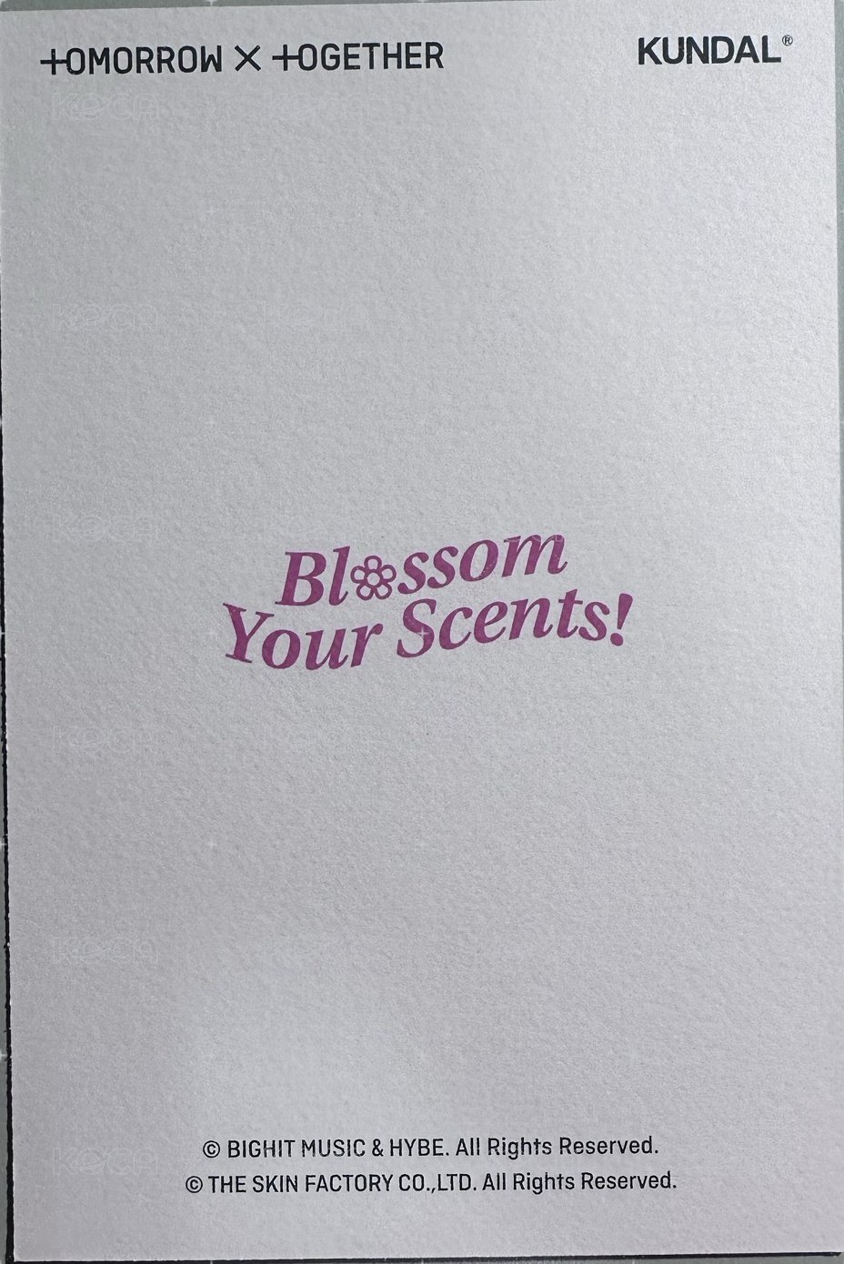 KUNDAL Blossom Your Scents! 代言卡  背面