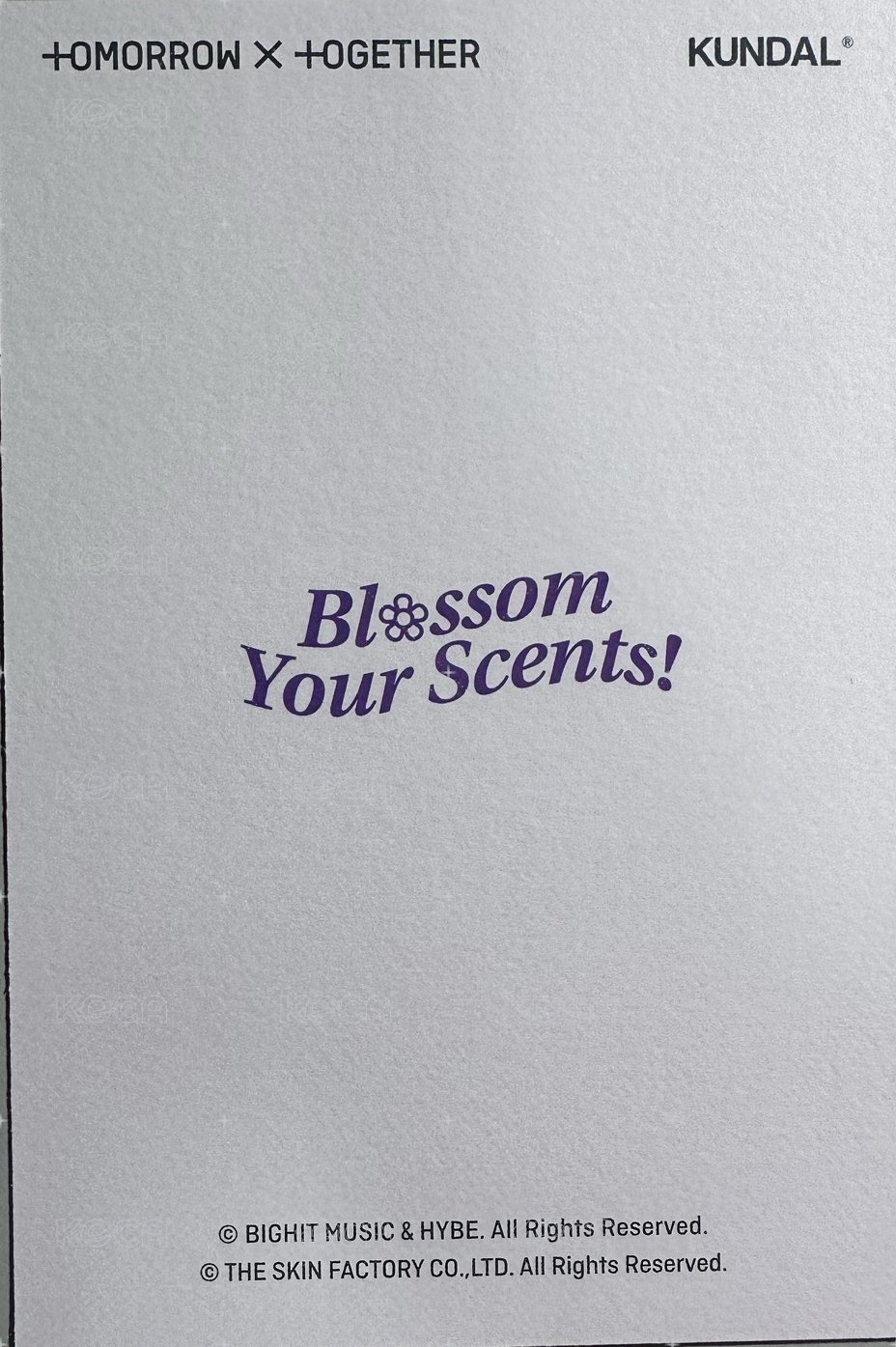 KUNDAL 代言卡 Blossom Your Scents! 背面