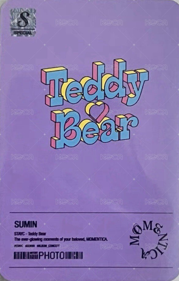 泰迪熊 momentica 線下快閃 入場卡 / 場限卡  背面