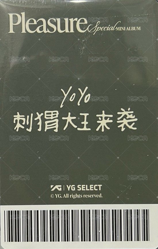 PLEASURE yg 線上 中文卡背 特典卡  背面