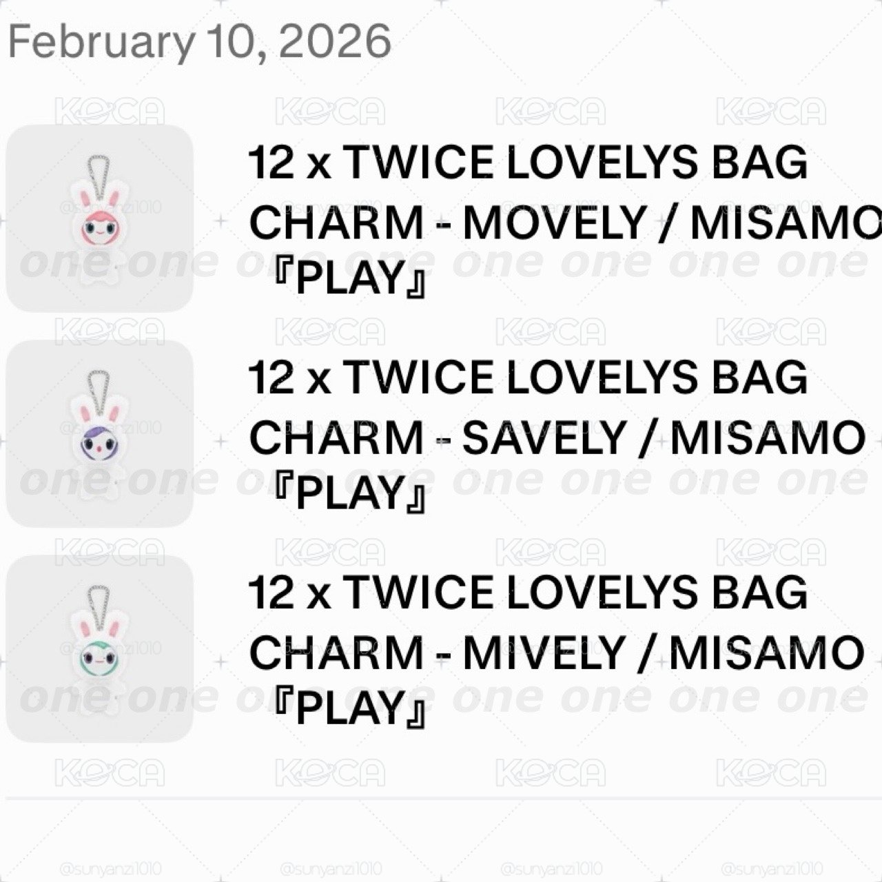已下單 PLAY JYP JAPAN 吊娃 lovely bag charm 吊飾 MISAMO 兔娃
