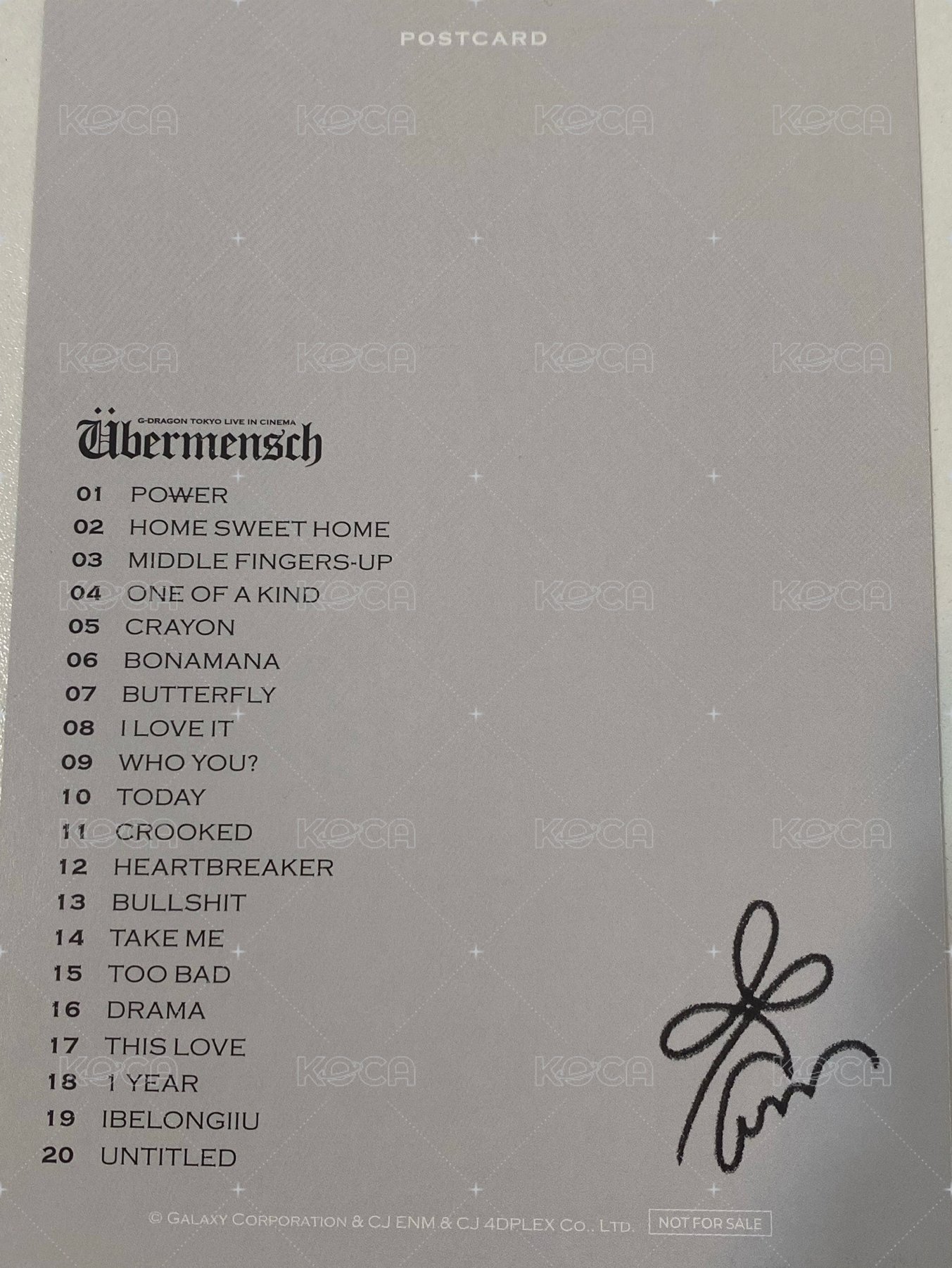 Übermensch CINEMA 日本特典 明信片  背面