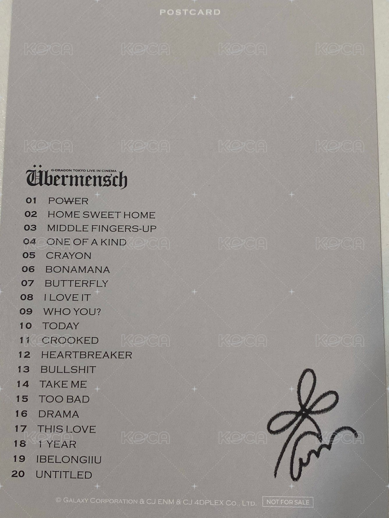 Übermensch CINEMA 日本特典 明信片  背面