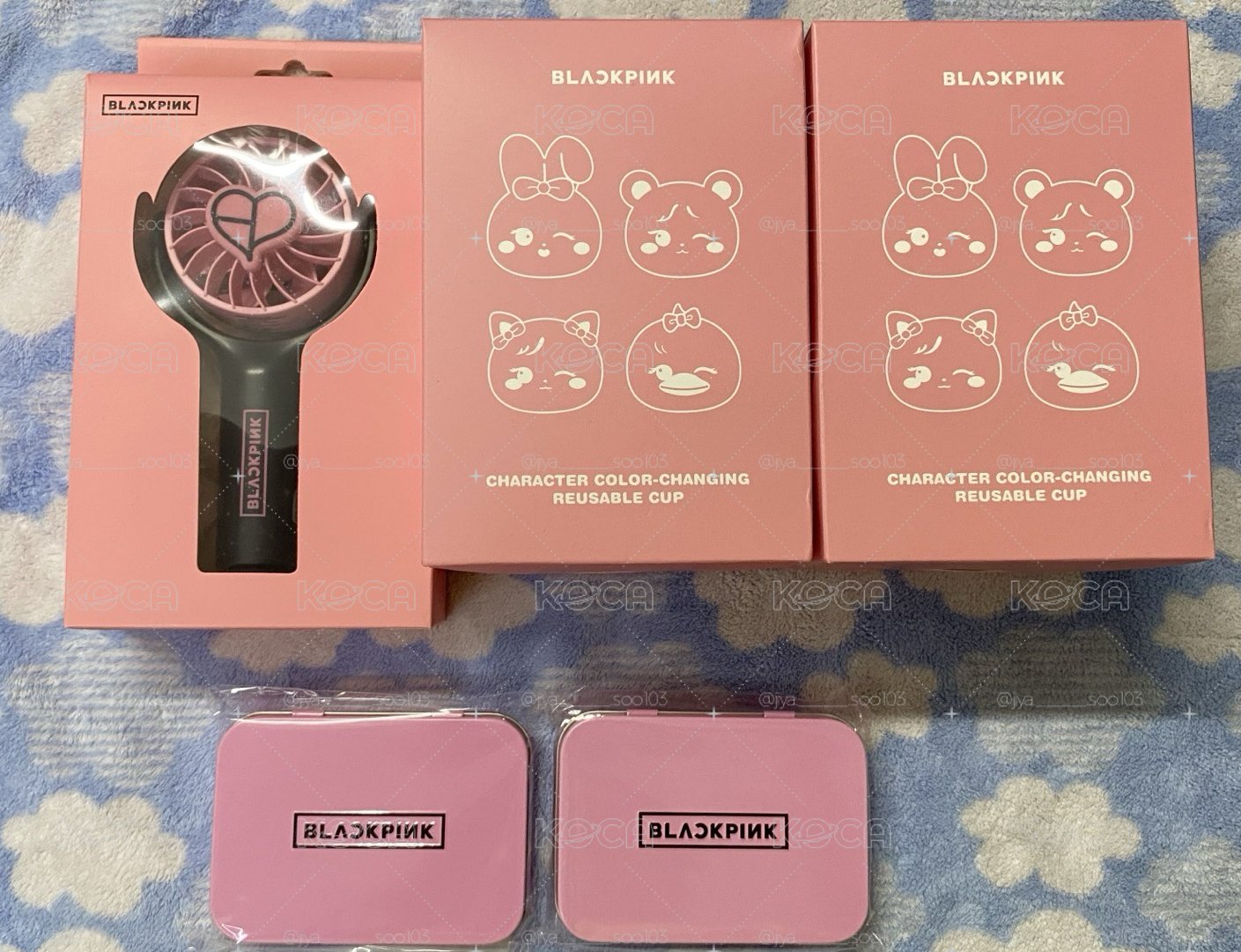 blackpink 韓國高陽場周邊 隨身電扇 變色隨行杯 鐵盒貼紙組