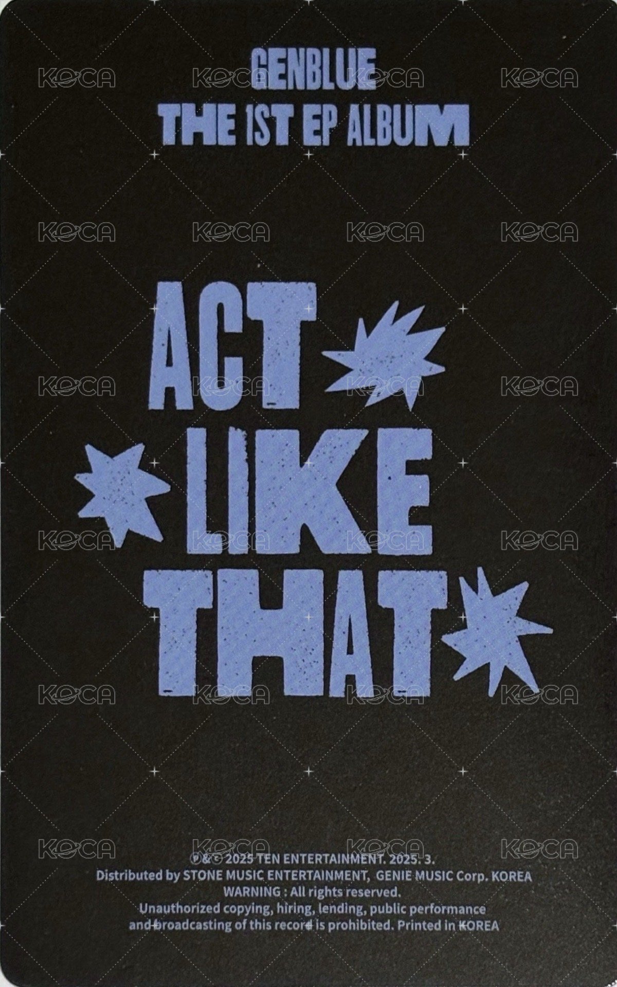 ACT LIKE THAT 專輯卡 PB ver. 背面