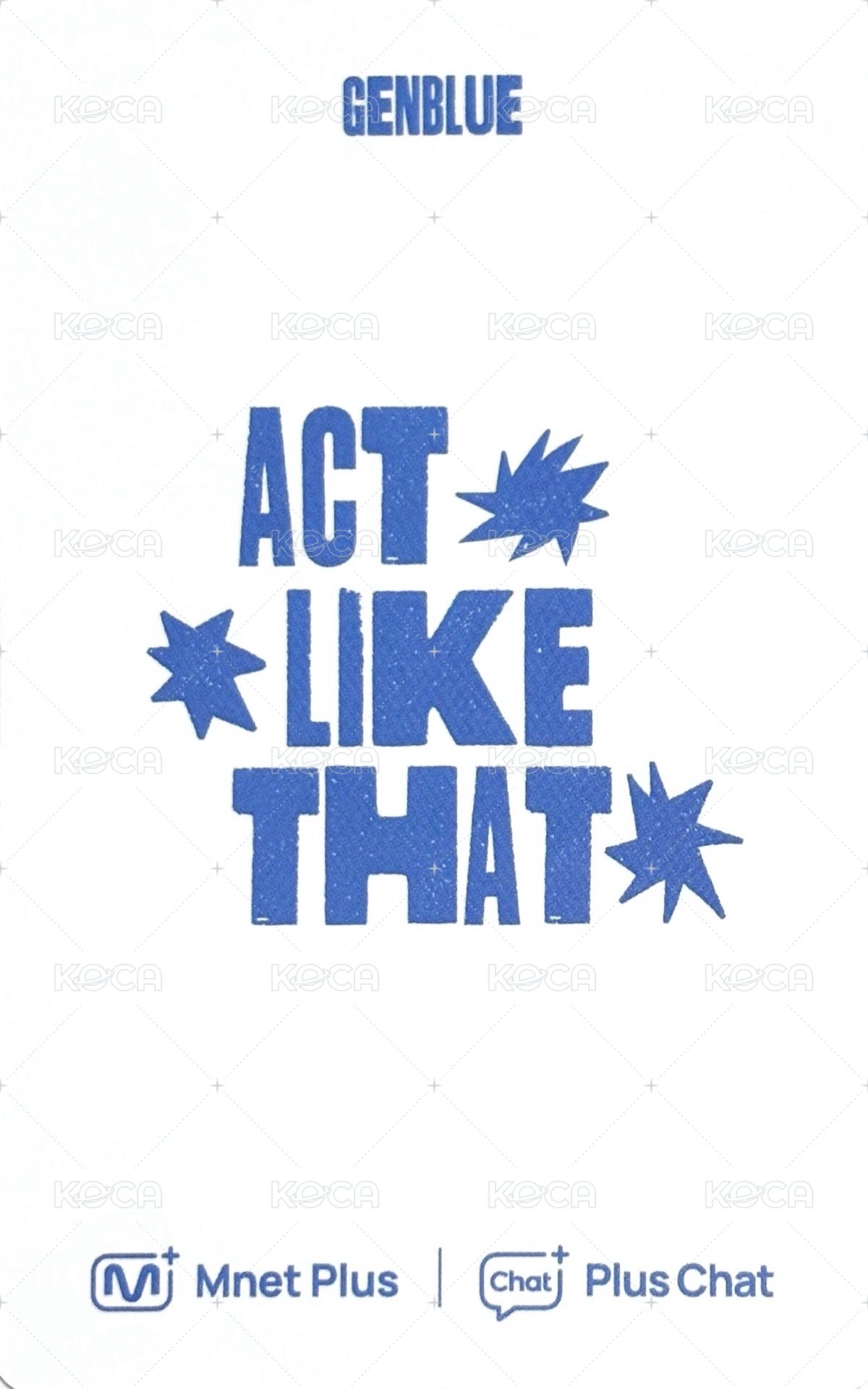 ACT LIKE THAT Plus Chat 特典卡 眼鏡 ver. 背面