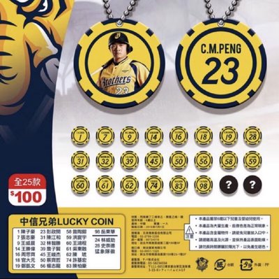 中信兄弟 LUCKY COIN 幸運籌碼鑰匙圈扭蛋