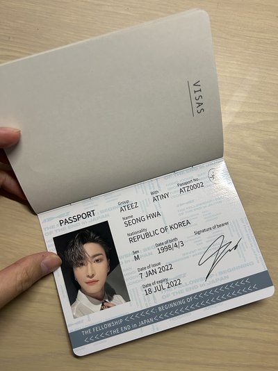 ATEEZ 朴星化 Beginning of the End JP 護照風筆記本