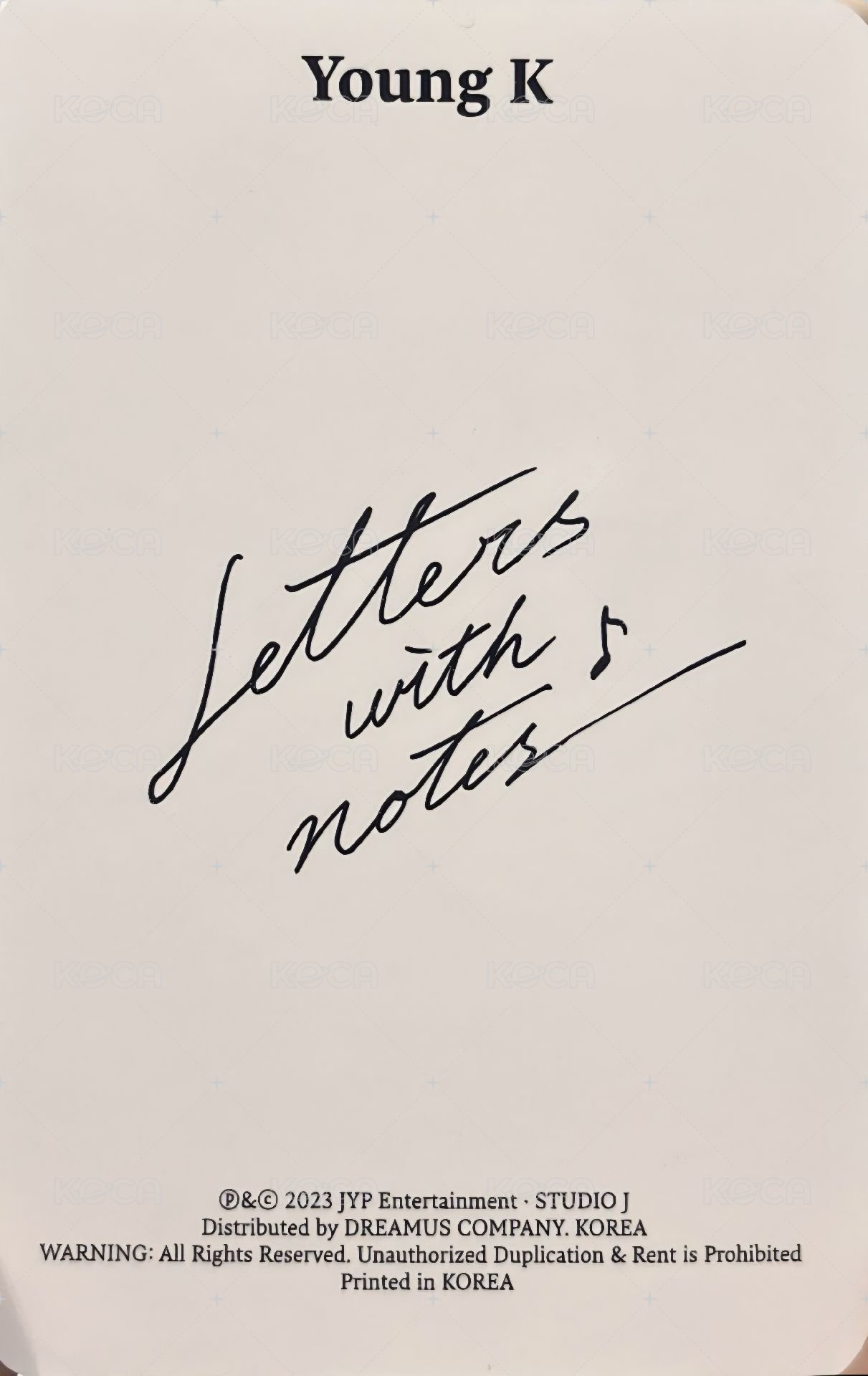 正一 專輯卡  背面