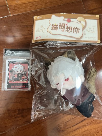 ［現貨］秦徹🐦‍⬛猫很想你磁吸毛絨娃（全新未拆）+🐦‍⬛萬達電影聯名滿額贈貼紙一張（有原包）