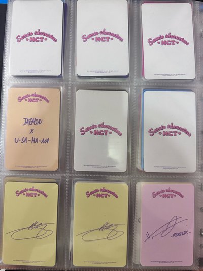 NCT 三麗鷗聯名小卡 李馬克 錢錕 劉揚揚 徐煐淏 羅渽民 黃冠亨 鄭在玹（含中間的文泰一鬼牌）整圖合售