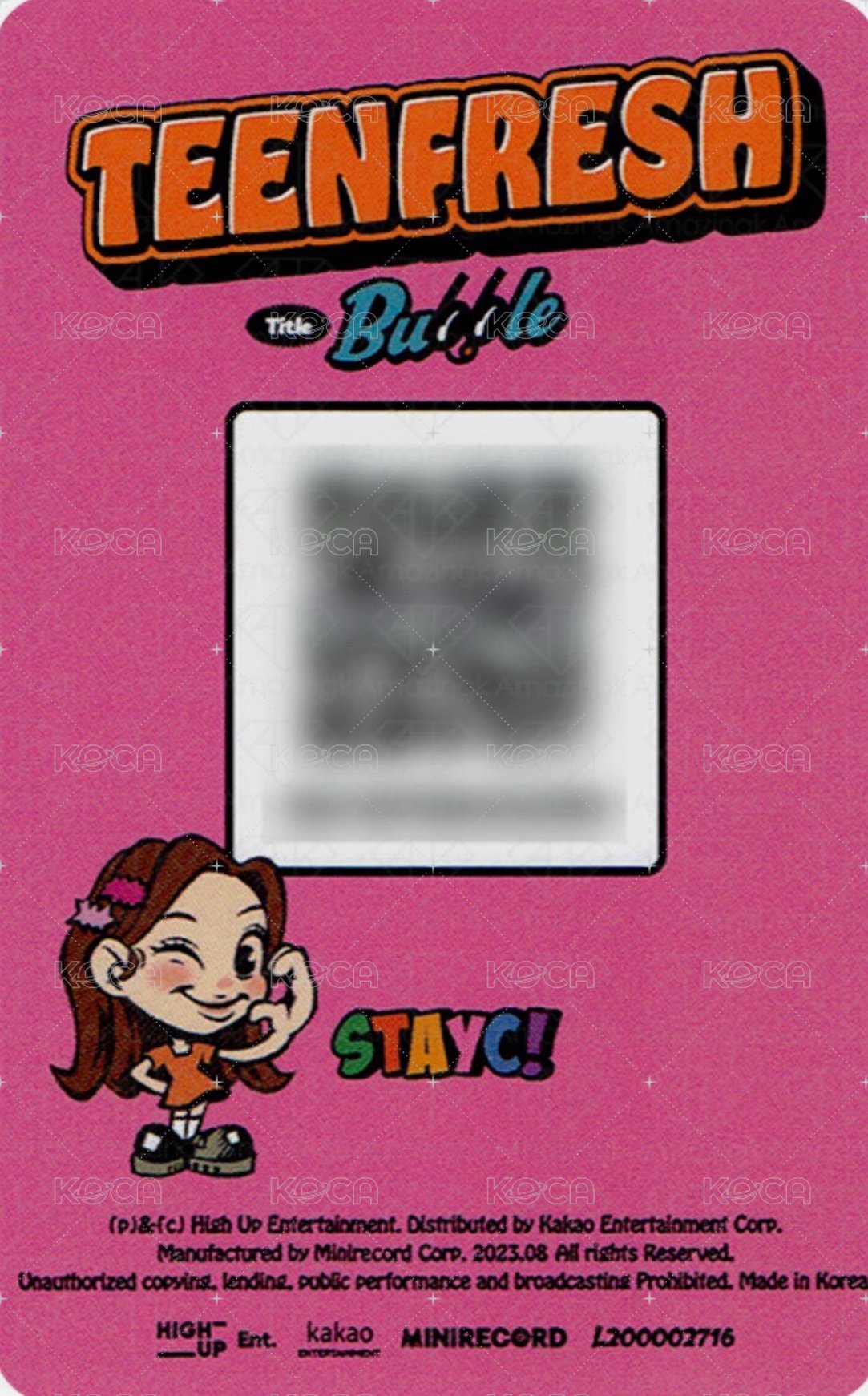 Bubble 專輯卡  背面