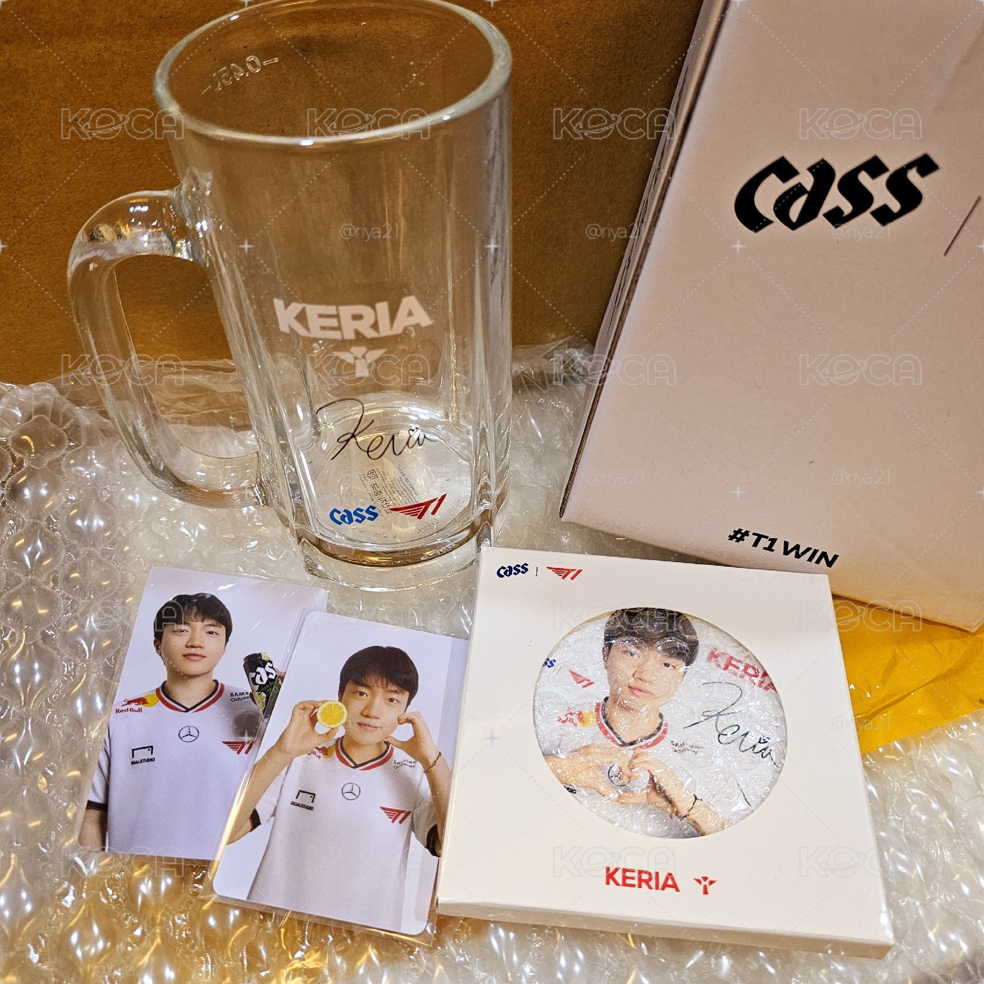 現貨 Keria cass套組 啤酒杯 杯墊 小卡X2